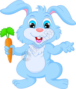 Cartoon快乐兔子持有胡萝背景图片