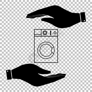 喘气清洗机器标志用手保设计图片