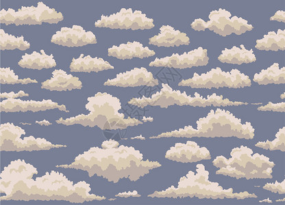蓝色背景与短暂复古云的无缝插图背景图片