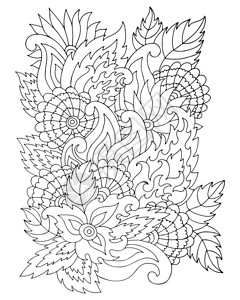帕斯蒂纳成人抗压力手绘zentangle花饰在白色背景上隔离的高细节着色页由草图的痕迹制成墨水笔用于放松和冥想的Zentan插画