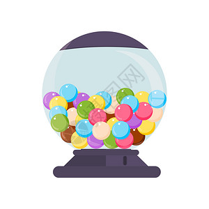 矢量多彩的糖果胶球机示图Bubblegum机口香糖图片