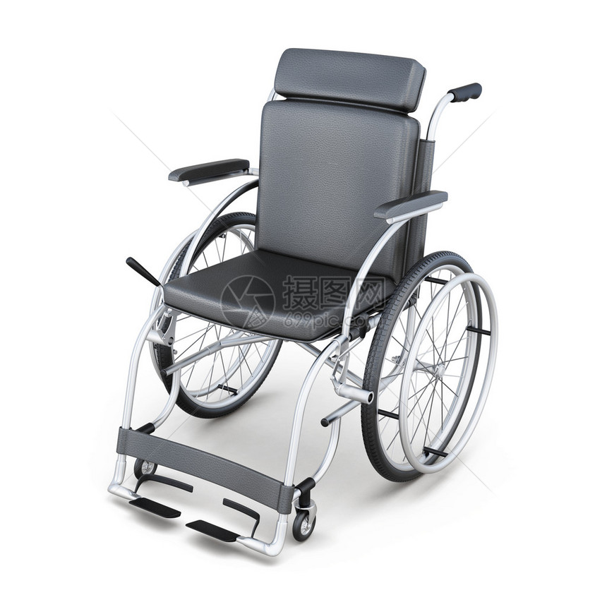 在白色背景上的轮椅3d渲染图像图片