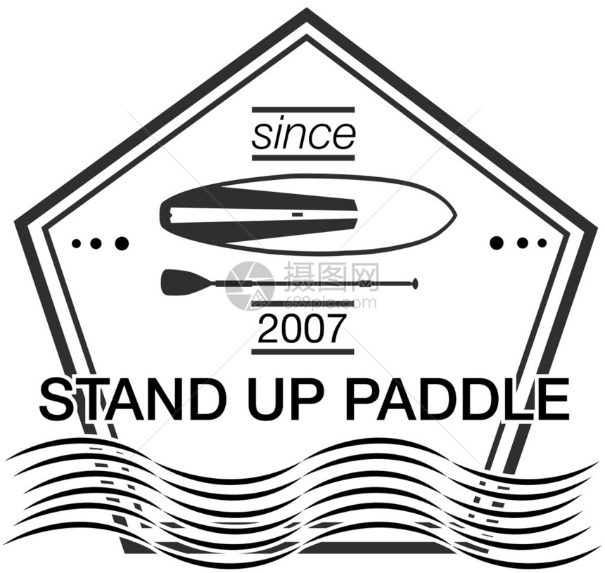 站立划桨的标志模板矢量运动标签和徽章图标的矢量平面设计风格插图明信片个人卡片横幅传单邀请图片