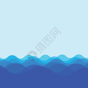 蓝色背景下的水波设计矢量背景图片