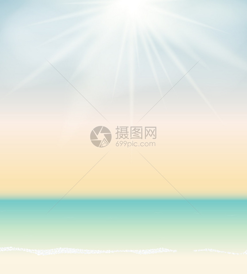 夏季时间海和天空矢量背景说明图片