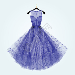 带有水钻的蓝色连衣裙时装插画特别活动的蓝色连衣裙图片