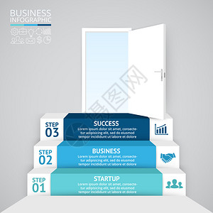 带有3个步骤部件选项的图形信息图图片