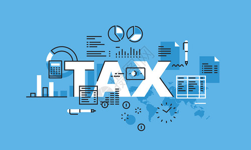 taxTAX网站横幅的现代细线设计理念金融会计簿记资本市场的插画