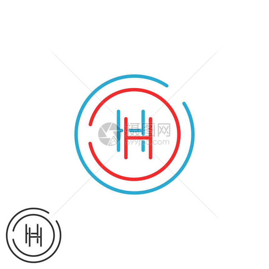 H标志单词首字母HH交叉线婚礼邀请徽章图片