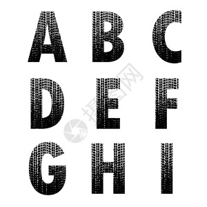 白色背景上孤立的黑色格单字母图片