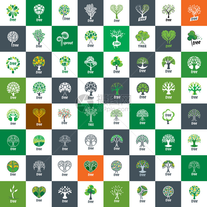 树标志模板抽象矢量图植物图片