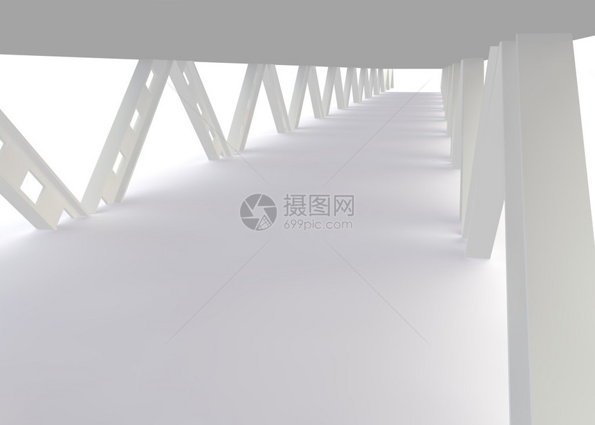 以现代风格抽象桥梁的建造3D渲染图片