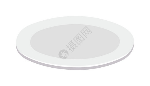 空盘子上白色圆形晚餐具矢量孤立空盘圈餐具和清洁空盘圆形空白板平面矢量图厨插画