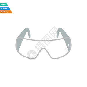 ui颜色中化学防护眼镜的平面设计图标图片
