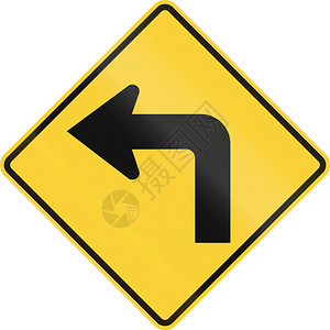 直行左转美国道路警告标志设计图片