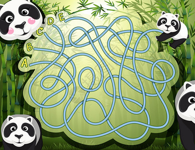 带熊猫和竹子插图的M图片