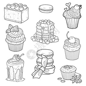酸角糕食物蛋糕和芝士蛋糕包括甜点糕的插画