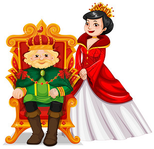 国王和后在宝座插图背景图片