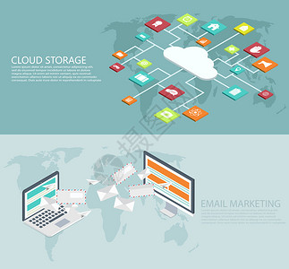 现代平定等量云存储和电子邮件营销背景图片