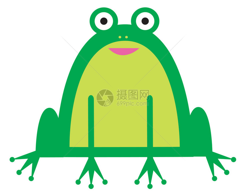 卡通快乐绿色青蛙矢量图图片