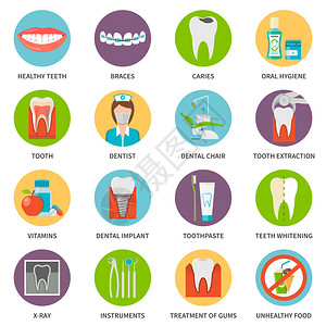 牙科护理图标集牙科护理矢量图牙科保健平面符号牙科图片