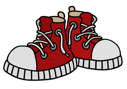 有趣的经典红色运动鞋手绘图片