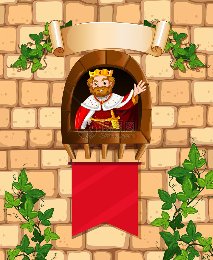 国王站在城堡塔图上图片