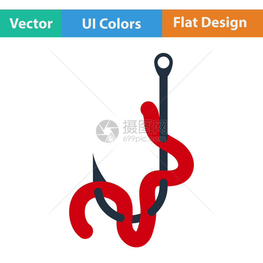 用ui颜色勾钩上的蠕虫的平面设计图标图片