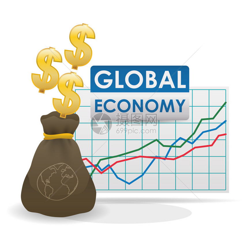 带有图标设计的全球经济概念矢量图1图片