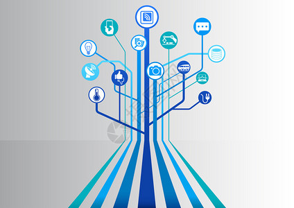 连接装置的互联网信息图和技术背景IOT数图片