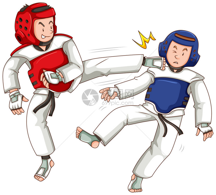 两名运动员做跆拳道插图图片