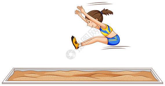 做跳远插图的女运动员背景图片