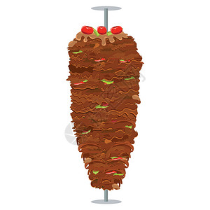 Kebab在杆上的矢量插图图片