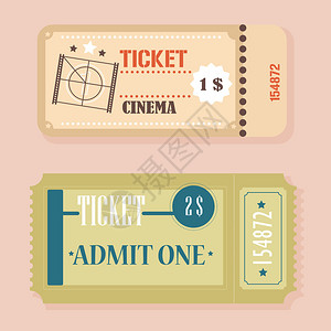 孤立的矢量复古电影票概念图片