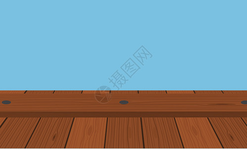 孤立背景上的矢量木桌或架子顶部平面颜色风格图片