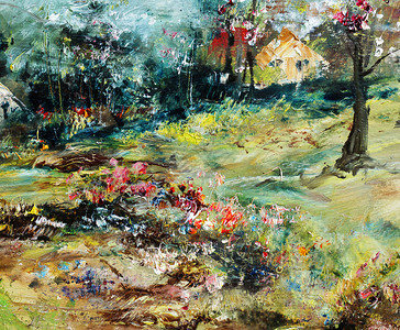 莫里洛斯春天风景艺术背景油画设计图片