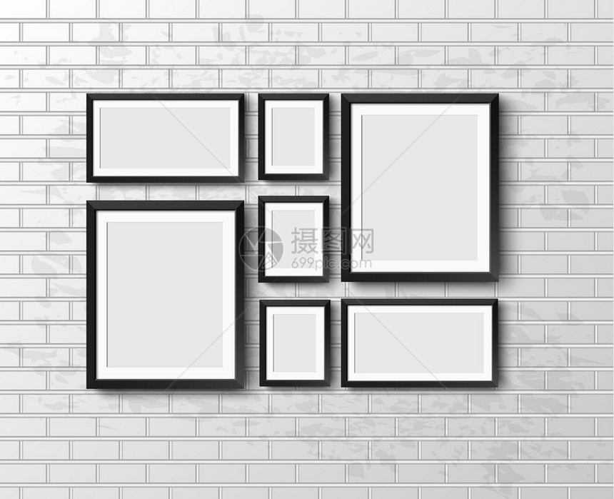 设置光板砖墙上的现实框架适合您的演示文稿工程框架图片