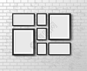 设置光板砖墙上的现实框架适合您的演示文稿工程框架插画