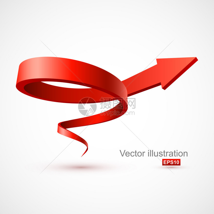 红色螺旋箭3D矢量说明图片