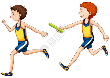 两个跑步做接力赛插图背景图片