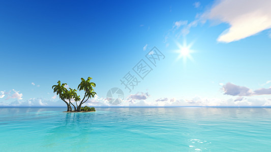 泰国岛珊瑚岛海和蓝天3D渲染设计图片