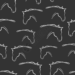 马头无缝模式矢量插图黑白壁纸手工业图片