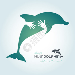 用手拥抱和心脏概念保护海豚图片