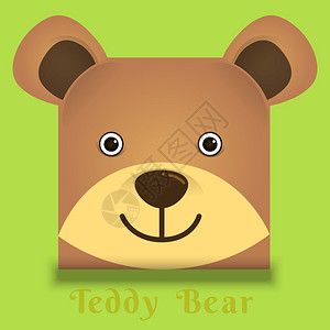 绿色背景上可爱泰迪熊方图片