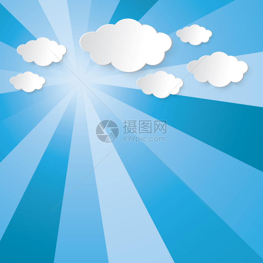本背景的太阳光束蓝天空和云矢图像设计摘图片