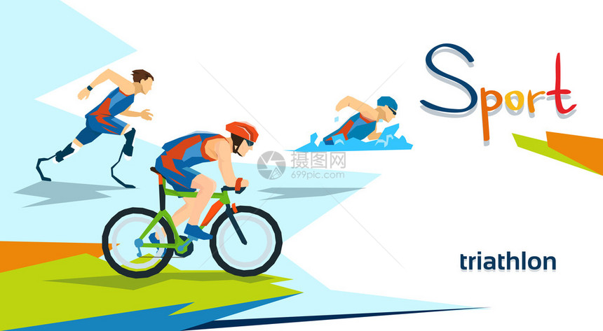 残疾员Triathlon马拉松体育比赛图片