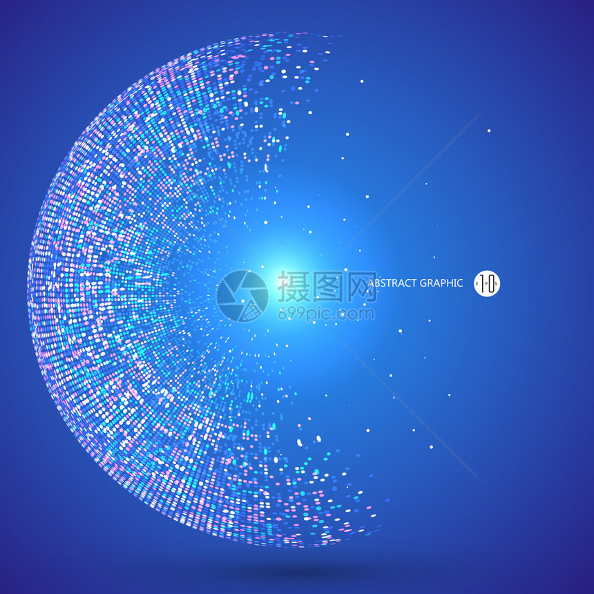 多彩点的抽象领域科学和技术矢量说明图片