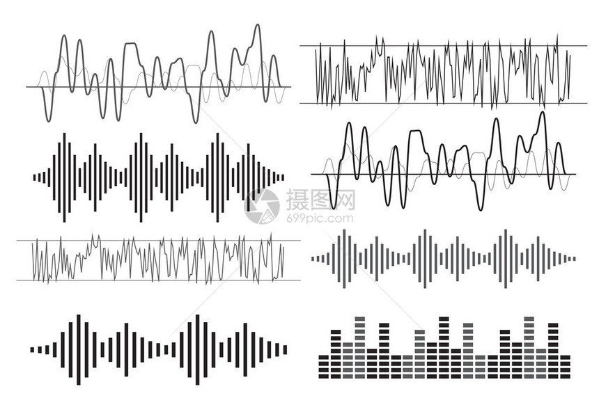 黑色音乐声波矢量解析图片