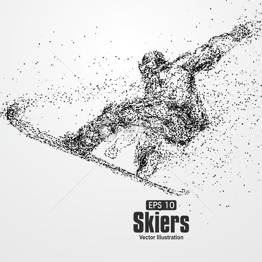 滑雪者不同成分的粒图片