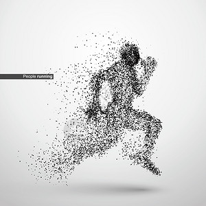 人在奔跑粒子发散组成矢量图解图片